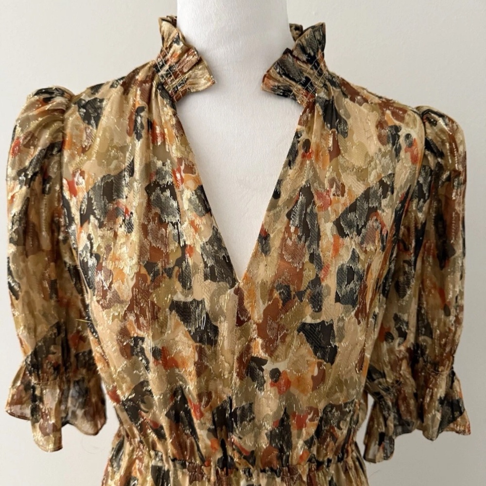 BASH BA&SH Silk lurex dress with print Gloria | yellow | MEDIUM - Picture 8 of 14